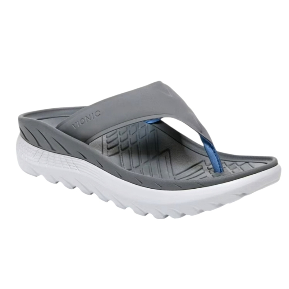 Vionic Women's Blissful Restore Thong Sandal with platform in Grey Size 7
